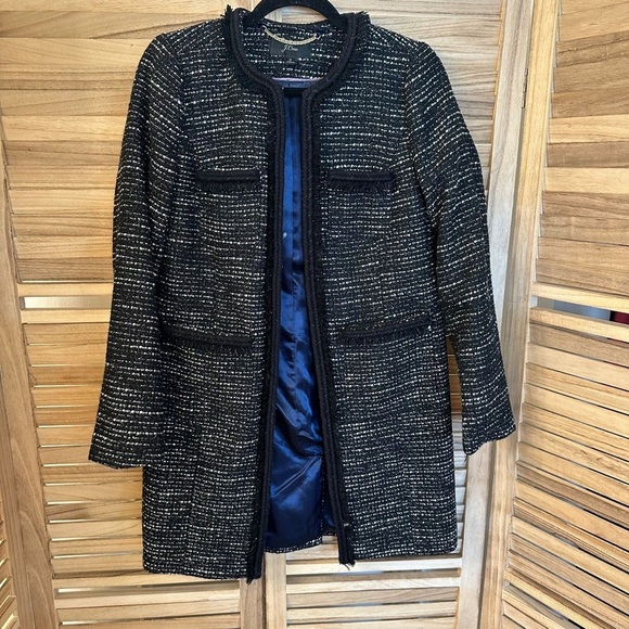 J.Crew Tweed Lurex Lady Coat with Braided Trim- Metallic Size 0 - Picture 2 of 7